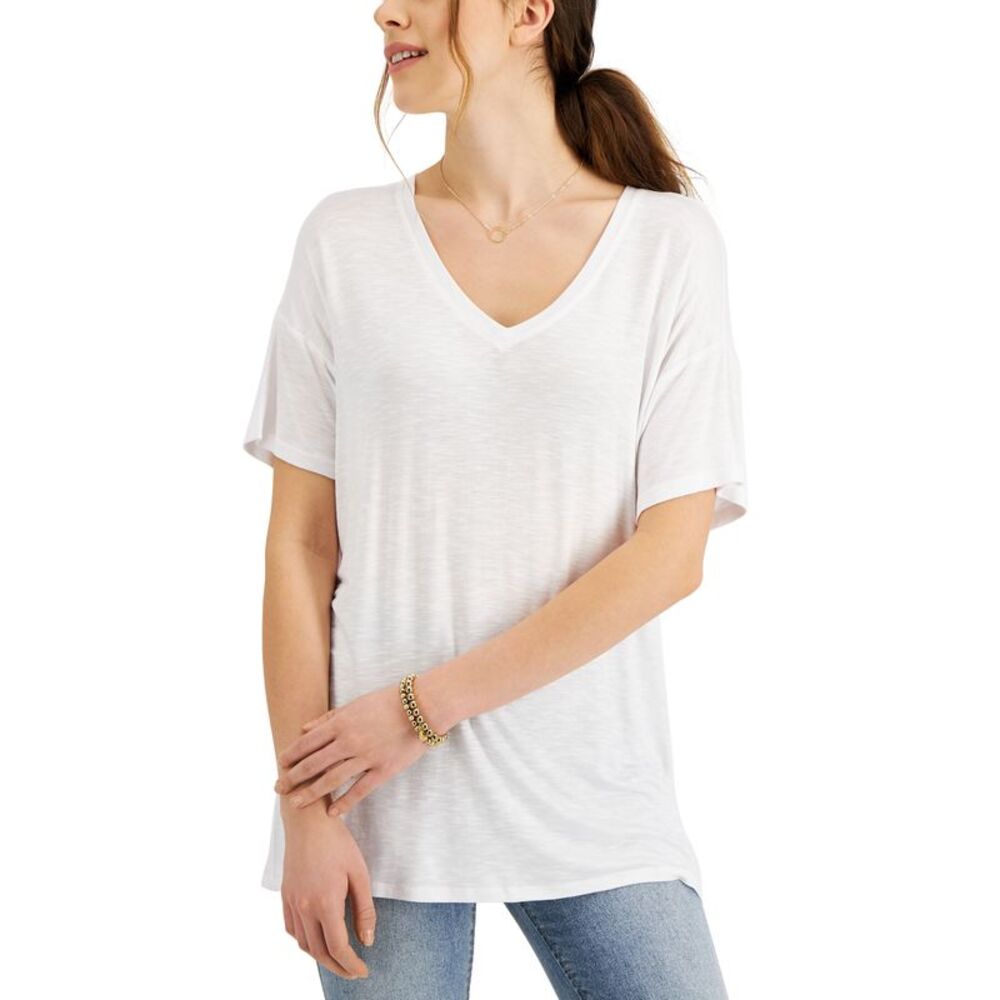 Style & Co Drapey V Neck Short Sleeve T-Shirt